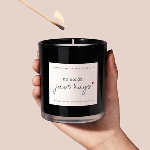 LUMELOOM No Words Just Hugs Candle, 9oz Lavender Scented Soy Wax Candle | Sympathy Gifts for Loss of Loved One, Sympathy Memorial Thinking of You Bereavement Grief Miscarriage Gifts for Women