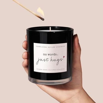 LUMELOOM No Words Just Hugs Candle, 9oz Lavender Scented Soy Wax Candle | Sympathy Gifts for Loss of Loved One, Sympathy Memorial Thinking of You Bereavement Grief Miscarriage Gifts for Women