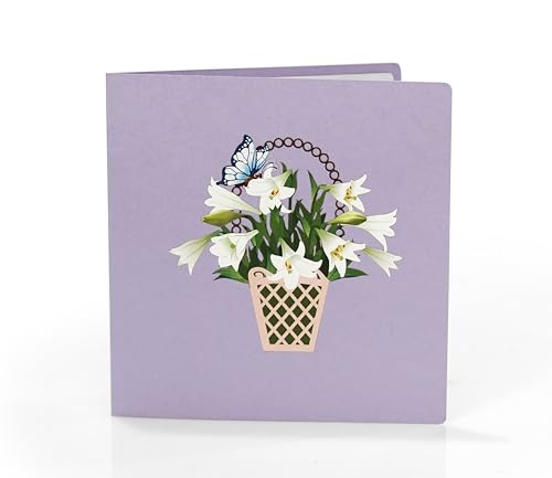 CUTPOPUP White Lily Sympathy Pop Up Card, With Sympathy Card, Loss of Loved One, Pet, Mom, Dad, Child, Condolence, Bereavement, Grief with Envelope (White Lily) FL114.1US - color: Sympathy White Lily-6x6in