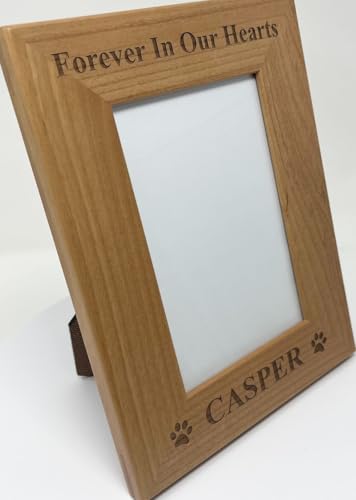 Forever in Our Hearts Custom Dog Memorial Wood Picture Frame (4x6 Vertical) - size: 4x6 inch Vertical