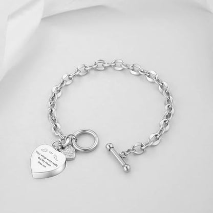 Heart Urn Bracelet for Ashes Women Men Memorial Pendant Locket Cremation Bracelet Ashes Holder Adjustable Keepsake Bangle Ash Jewelry
