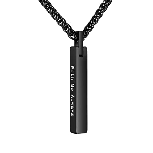 Dletay Urn Necklace for Ashes Stainless Steel Cremation Jewelry for Ashes Memorial Ash Necklace for Men Women Ash Holder Black - color: With Me Always-Black, style: Non-customizable