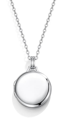 YOUFENG Love Heart Locket 14K Gold-Filled Oval Circle Rectangle Lockets that Hold Pictures Necklace for Women - color: SilverCircle
