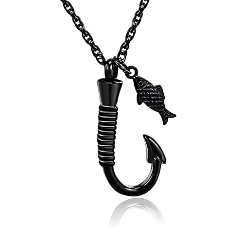 Gredstar Fishing in Heaven Cremation Jewelry & Fishin hook Cremation Urn Necklace for Ashes