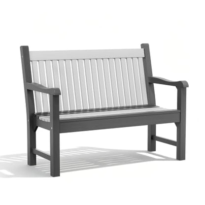 2-Person Outdoor Bench with 700 Lbs Weight Capacity, Dark Grey | Poly Lumber Weatherproof Garden Bench Seating for Porch, Balcony and Park, All-Weather Patio Bench Furniture - color: Dark Grey