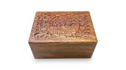 Round Tree Wooden Urn Box for Human Ashes, Cremation Funeral Urns, Decorative Urn, Pet Memorial Box, Cat Infant Adult Urn, Burial Ash Keepsake - Medium - size: Medium