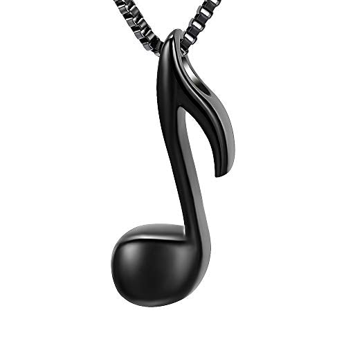 XSMZB Music Note Cremation Jewelry for Ashes Human Pet Keepsake Urn Necklace for Women Men Funeral Memorial Ash Pendant - color: Black-1