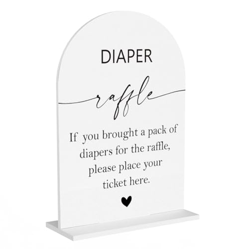 Diaper Raffle Sign, Baby Shower Diaper Game Sign, Shower Reception Event Party Table Desk Acrylic Decor - color: Diaper Raffle
