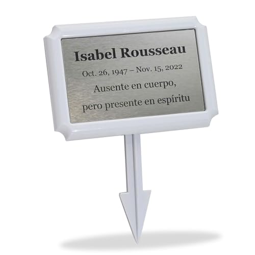 Temporary Grave Marker with Stake and Personalized Nameplate, White - color: White
