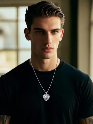Personalized Heart Locket Necklace That Holds Pictures 925 Sterling Silver Custom Photo Lockets Necklaces Jewelry Gifts for Family Women Lover - color: Cat and Skull, style: Locket Only