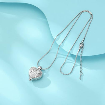 zeqingjw Pet Cremation Jewelry for Ashes Pendant Paw Print Pet Heart Urn Necklace Memorial Keepsake Jewelry for Pet/Dog's/Cat's Ashes - color: Wing Heart-Silver