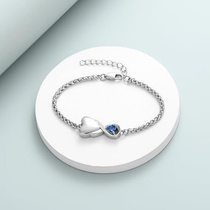 shajwo Cremation Jewelry Infinity Heart Urn Bracelet for Women | Human Ashes, Adjustable, Memorial Keepsake, Link Bracelet - color: Light Blue