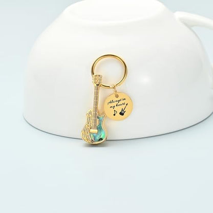 Imrsanl Guitar Urn Necklace Cremation Jewelry for Ashes | Ashes Holder Pendant, Funeral Keepsake, Memorial Gifts of Loss Loved Ones, For Women Men Guitarist - color: Keychain-Gold