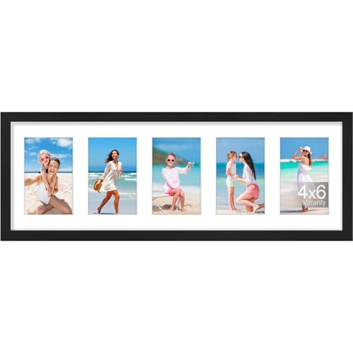 Vittanly 8x24 Collage Picture Frame, Displays 5Pcs 4x6 Pictures, Black - color: Black, size: 8x24