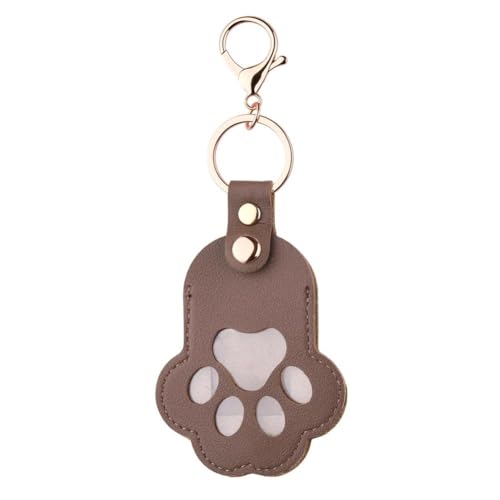 Pet Fur Keepsake Cat Dog Hair Storage Keychain for Dogs Cats Sympathy Remembrance Gift Photo Holder Keychains - color: Brown