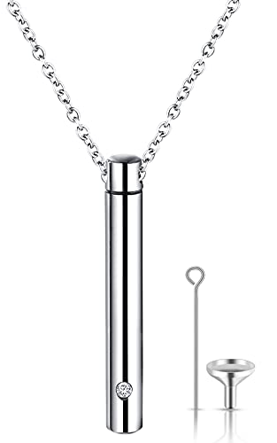 YOUFENG Urn Necklaces for Ashes Urns for Human Ashes Memorial Cremation Urn Locket Stainless Steel Keepsake Ashes Jewelry - style: Silver