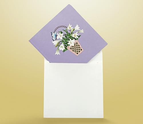 CUTPOPUP White Lily Sympathy Pop Up Card, With Sympathy Card, Loss of Loved One, Pet, Mom, Dad, Child, Condolence, Bereavement, Grief with Envelope (White Lily) FL114.1US - color: Sympathy White Lily-6x6in