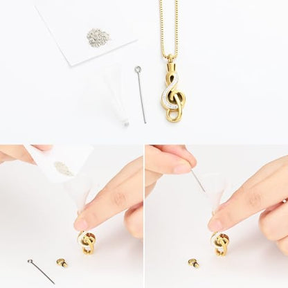 XSMZB Cremation Jewelry Crystal Music Note Urn Necklace for Ashes Stainless Steel Necklace Urn Cremation Memorial Ashes Holder Keepsake Pendant Locket - color: Gold