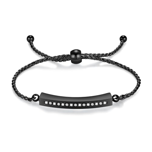 Minicremation Shiny Crystal Cremation Bracelet for Ashes for Women Cube Urn Bangle Locket Ash Holder Memorial Jewelry Bracelet Keepsake Gift - color: Black