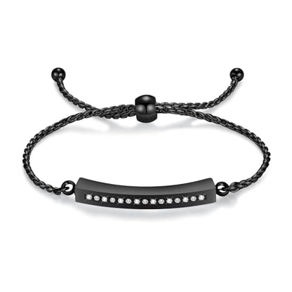 Minicremation Shiny Crystal Cremation Bracelet for Ashes for Women Cube Urn Bangle Locket Ash Holder Memorial Jewelry Bracelet Keepsake Gift - color: Black