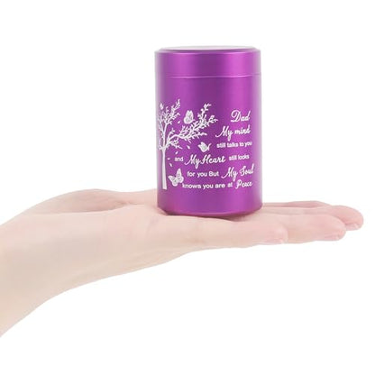 3 Inch Small Urn for Human Ashes Aluminum Mini Cremation Small Keepsake Urn for Sharing Ashes Mini Urn-Dad Purple - size: Purple-Dad