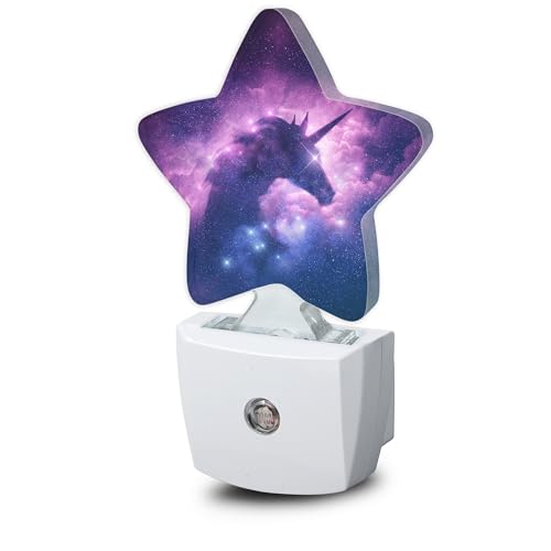 Unicorn Silhouette in Galaxy Nebula Night Light,Dusk to Dawn Smart Sensor Nightlight for Bedroom Bathroom Kitchen Hallway Stairs Hallway, Plug-in, Energy Efficient Decor Desk Lamp Gifts - color: Unicorn Silhouette in Galaxy Nebula