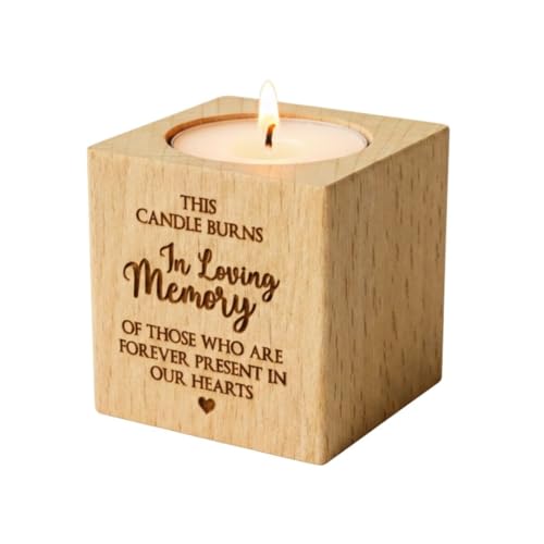 10 Pcs Wooden Memorial Candle Holder – in Loving Memory Gift, Sympathy Gift for Loss of a Loved One, Remembrance and Bereavement Gift, Celebration of Life Decor (Forever)