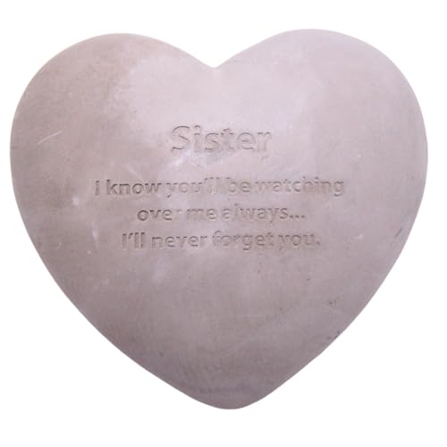 Wowser Heart Shaped Memorial Stone, Sympathy Gift, Remembrance Garden Accent, 6 Inches (Sister)