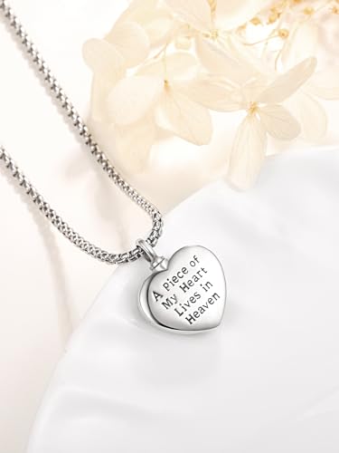 TANGPOET Urn Necklace for Human Pet Ashes for Women Men 925 Sterling Silver Urn Pendant Cremation Jewelry Necklace for Ashes of Loved One Memorial Keepsake - style: Heart-Angel Wings