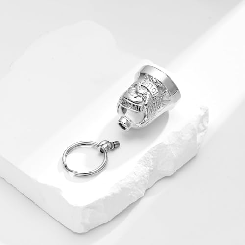 Eagle Love Cremation Keychain Bell Urn Necklaces for Ashes Keepsake Ash Pendant Memorial Urn Keychain Jewelry - color: B-silver