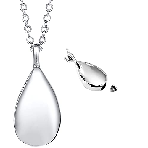 Jude Jewelers Stainless Steel Wate Drop Tear Shaped Memorial Keepsake Cremation Ash Urn Pendant Necklace - color: Silver