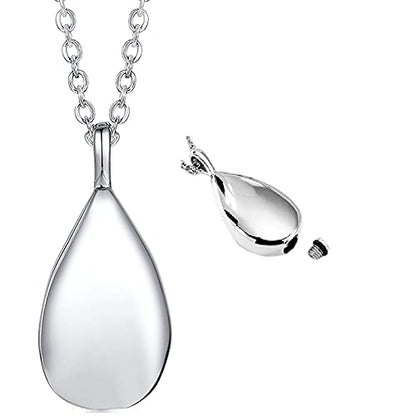 Jude Jewelers Stainless Steel Wate Drop Tear Shaped Memorial Keepsake Cremation Ash Urn Pendant Necklace - color: Silver