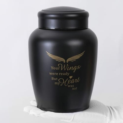 Large Cremation Urns for Ashes Adult Male Female | Black Angel Decorative Burial Urns for Women and Men, Funeral Memorial Urn (Holds Up to 180 LBS) - size: Large