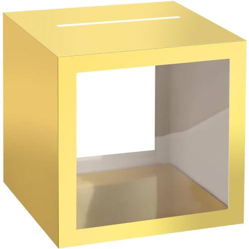 Gold Card Box Wedding Favors Gift Card Boxes Post Box Cardboard Receiving Money Box Holder for Wedding Reception, Baby Showers, Anniversary, Birthday Party, Retirement, Graduation Envelope Holder - color: Gold Clear