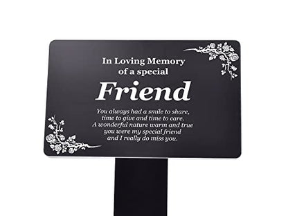 Friend Memorial Remembrance Plaque Stake - Black, Waterproof, Outdoor, Grave Marker, Tribute, Plant Marker (Black)