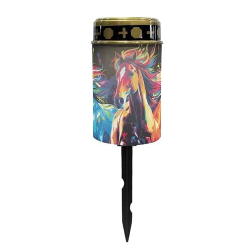 Colorful Horse Solar Garden Lights Outdoor Decorative Solar Stake Lights Landscape Lights Cemetery Decorations for Grave Lights Decorate Lawn, Patio, Fence, Backyard - color: Colorful Horse