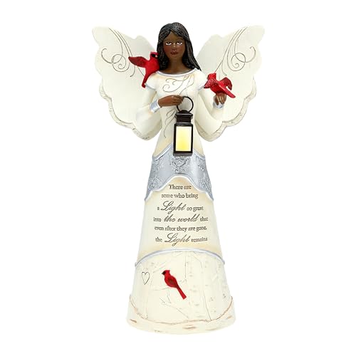 Pavilion Gift Company - Light Remains - 9" Ebony African American Angel Figurine in Memory Loss Bereavement Funeral Condolence Grief Cardinal Present