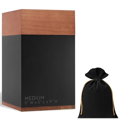 Timeless Walnut Wood Urn for Ashes Adult Male & Female Medium Size – Handcrafted Cremation Urn for Human Ashes – Keepsake Box & Memorial Ashes Keepsake - Urns for Ashes for Women – Pet Urns for Dogs - color: Walnut & Black, size: Medium
