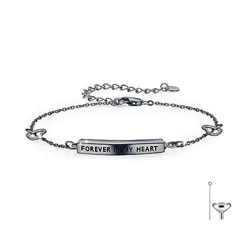 TUGHRA Urn Bracelet Cremation Jewelry for Ashes for Women 925 Sterling Silver Memorial Bracelet for Human Ashes Of Loved Ones Jewelry Gifts Sympathy Gift for Loss Loved One - color: D-Black Gold