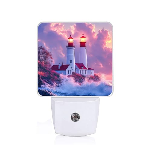 Sunset Lighthouse Night Light,Night Lights Plug into Wall,Led Lamp for Stairway/Hallway/Bedroom 0.5W Nightlight Sleep Friendly - color: Sunset Lighthouse