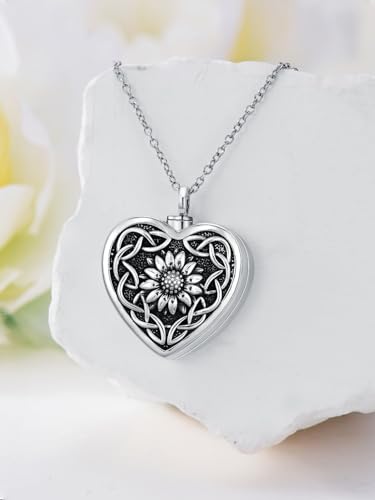 Dorunmo Personalized Locket Urn Necklace 925 Sterling Silver Pictures Photo Keep Someone Near to You Custom Lockets Jewelry Letters Engraving for Women - color: M-Sunflower, style: Locket Only