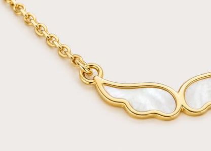 Angel Wings Pearl Necklace for Women - color: Gold
