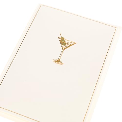 Graphique La Petite Presse Martini Boxed Notes | Blank Note Cards with Envelopes | 10 Count All Occasion Greeting Card Set | 3.25 x 4.75 Inches | High Quality Thick Paper Stationery with Unique Design - color: Martini