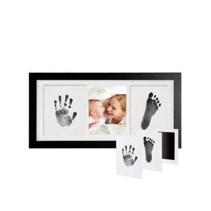 Inkless Baby Hand and Footprint Kit – Newborn Keepsake Frame with Non-Toxic Ink Pad, Baby Handprint & Footprint Kit for Boys & Girls, Baby Shower With Extra Cards (Black) - color: Black