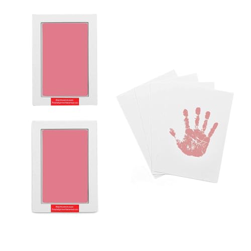 Large Inkless Hand and Footprint Kit, Baby Keepsake, 2-Pack | No-Mess Clean Touch Ink Pad for Baby Handprint & Footprint, Non-Toxic Baby Gift, Pet Paw Print Keepsake Kit（Pink) - color: 2 Pack Pink