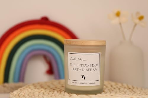 New Mom Gifts, Gender Reveal Gifts, Smells Like The Opposite of Dirty Diapers Candle, Lavender Scented Candle, Natural Soy Wax & Natural Essential Oils - color: Smells Like the Opposite of Dirty Diapers