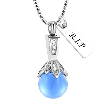 Memorial Jewelry Pearl Urn Necklace - Cremation Ashes Holder Keepsake for Women - color: Customize