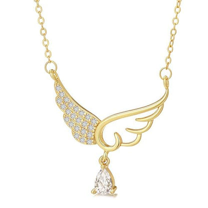 Bow Heart Pendent Pendant Necklace for Women White Crystal Necklace Dainty Silver Plated Necklace Bow Jewelry with Zirconia, Heart Choker Necklaces for Her Gifts - style: Shuidi wings 2