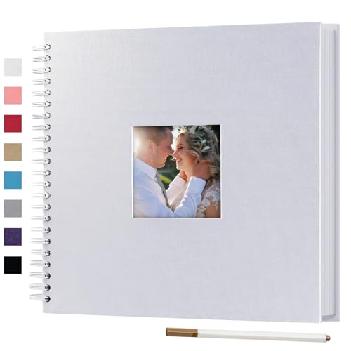 12 x 12 Inch Large DIY Scrapbook Photo Album with Window 80 Pages,White | Scrap Book with Craft Paper, Scrapbooking Albums, Memory Book for Weeding, Family, Travel, Baby Shower - color: White, size: 12 x 12 inch