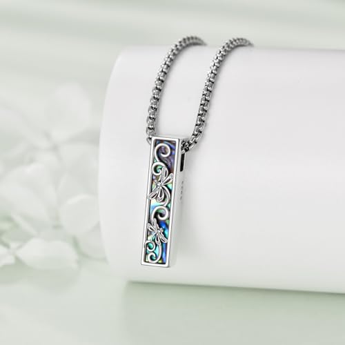 Cremation Urn Necklace for Ashes 925 Sterling Silver Moon Phase/Tree of Life/Hummingbird/Moss Agate/Opal/Compass/Mountain/Butterfly/Turquoise/Sunflower/Dragonfly/Cross Pendant Necklace Cremation Memorial Keepsake Urn Jewelry for Women Men - style: Dragonf